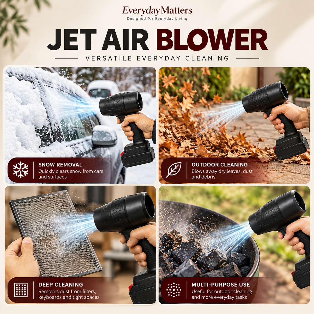 Jet Blower, Cordless Turbo Super Power Air Duster, Stepless Speed Jet Blower