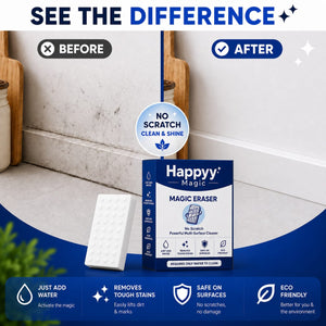 Happyy Magic Eraser (Pack of 2) - Powerful Multi-Surface Cleaning